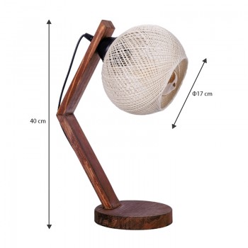 Φωτιστικό επιτραπέζιο Rope Megapap E27 ξύλινο - σχοινί χρώμα μπεζ - καρυδί Ø17x40εκ.
