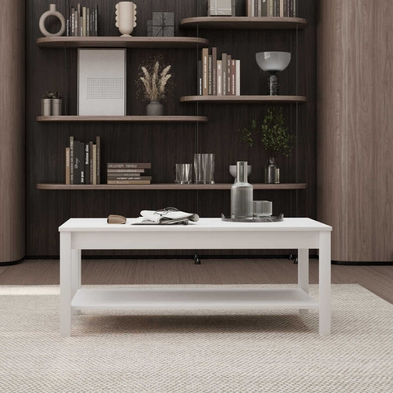 Τραπεζάκι σαλονιού Rustic Megapap χρώμα λευκό 103x60x40εκ.