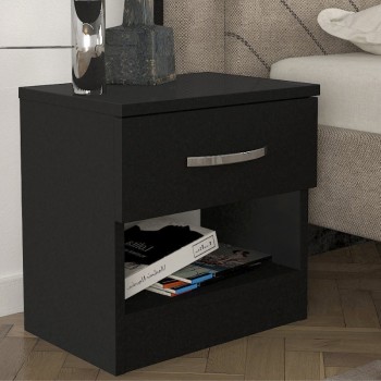 Κομοδίνο Lube Megapap χρώμα μαύρο 40x28,2x40εκ.