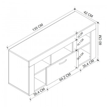 Έπιπλο τηλεόρασης Midili Megapap χρώμα sapphire oak - ανθρακί 135x42x60,7εκ.