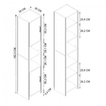 Ντουλάπι κουζίνας - μπάνιου Hobbes Megapap χρώμα sapphire oak 35x30x182,3εκ.