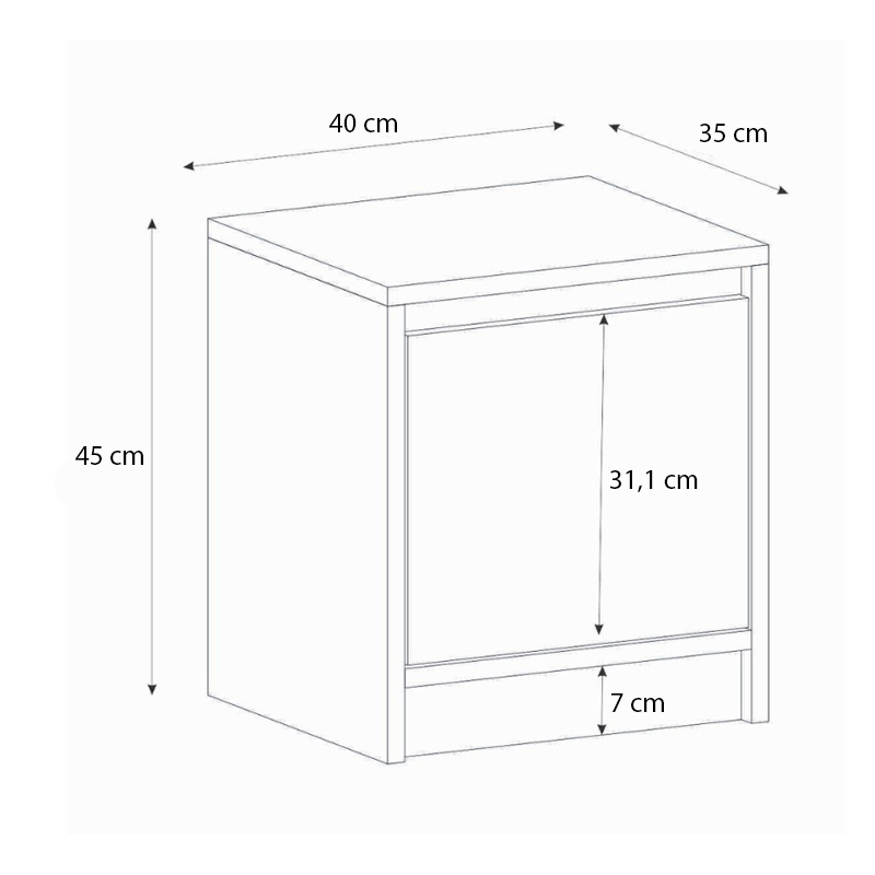 Κομοδίνο Conve Megapap χρώμα λευκό 40x35x45εκ.