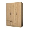 Ντουλάπα ρούχων Ricardo Megapap τρίφυλλη με συρτάρια χρώμα φυσικό οξιάς 120x51,8x181εκ.