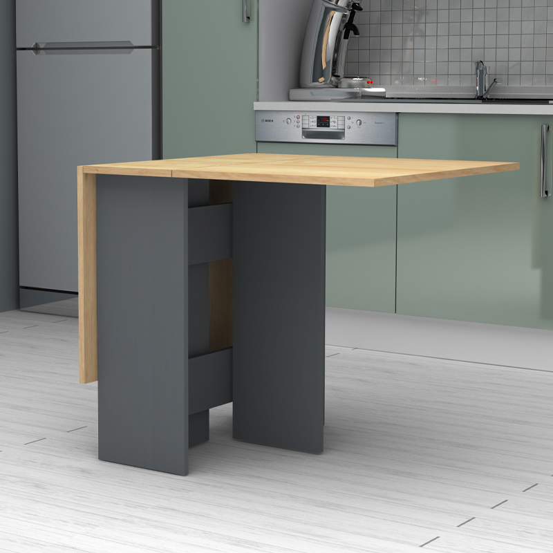 Τραπέζι Pepe Megapap επεκτεινόμενο χρώμα ανθρακί - φυσικό οξιάς 28(56+56)x77x75εκ.