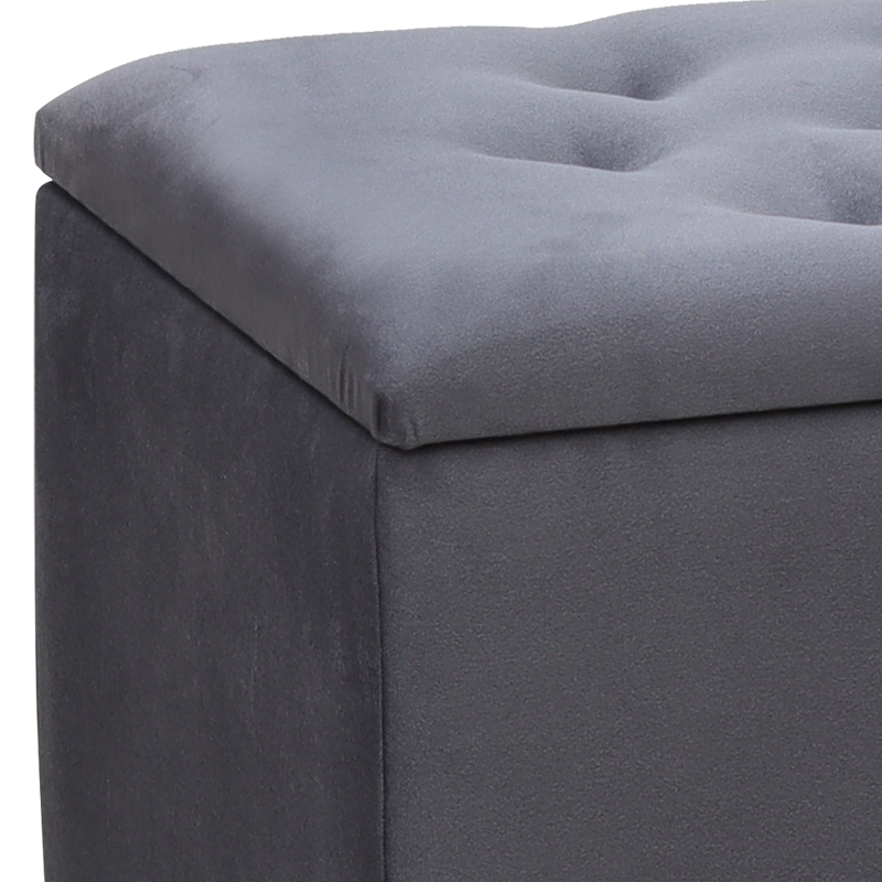 Σκαμπώ - Ταμπουρέ Lotus Megapap βελούδινο χρώμα ανθρακί 90x40x50εκ.