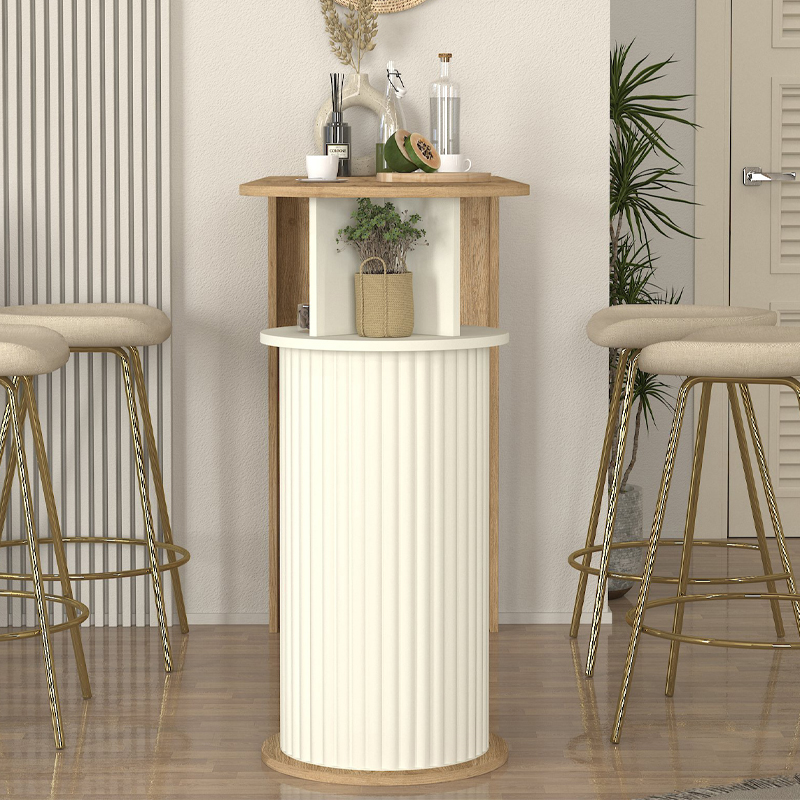 Τραπέζι μπαρ Bohema Megapap χρώμα sepet oak - ivory 150x51,6x101,8εκ.