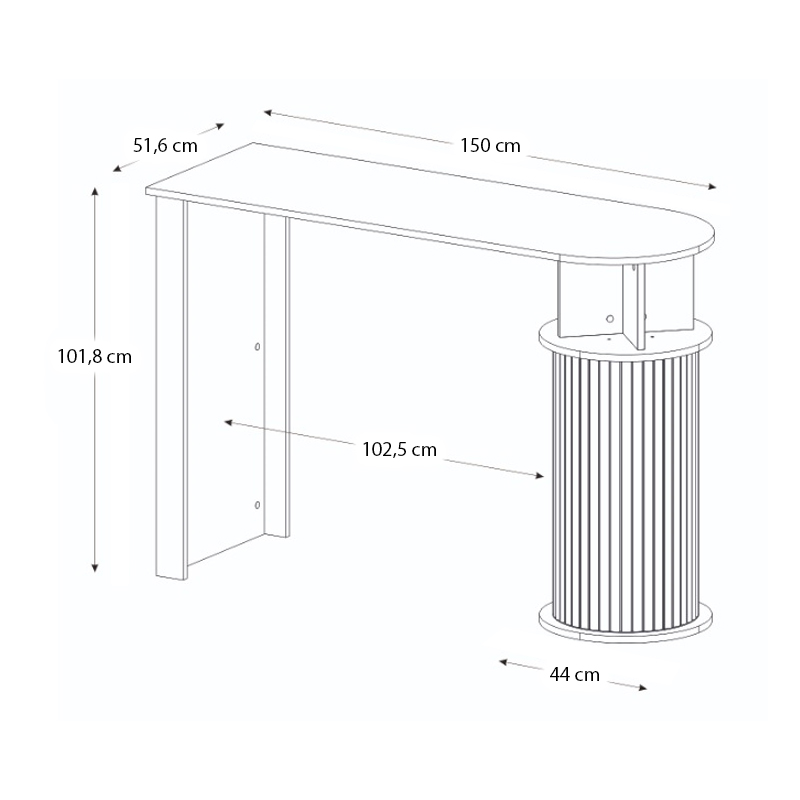 Τραπέζι μπαρ Bohema Megapap χρώμα sepet oak - ivory 150x51,6x101,8εκ.