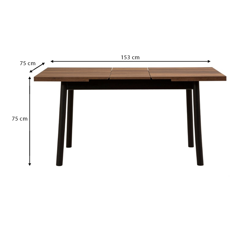 Τραπέζι Jemmy Megapap επεκτεινόμενο χρώμα καρυδί - μαύρο 120/153x75x77εκ.