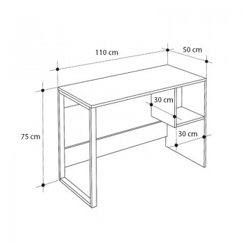Γραφείο εργασίας Cubo Megapap χρώμα λευκό - sapphire oak 110x50x75εκ.