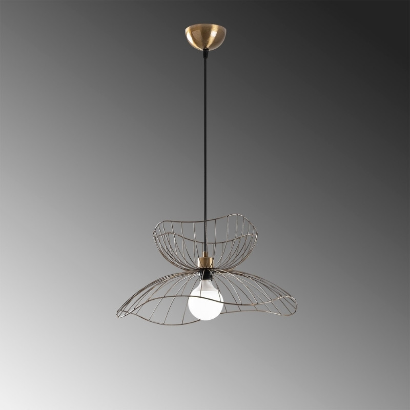 Φωτιστικό οροφής Farac Megapap E27 μεταλλικό μονόφωτο χρώμα χρυσό vintage Ø50x31/111εκ.