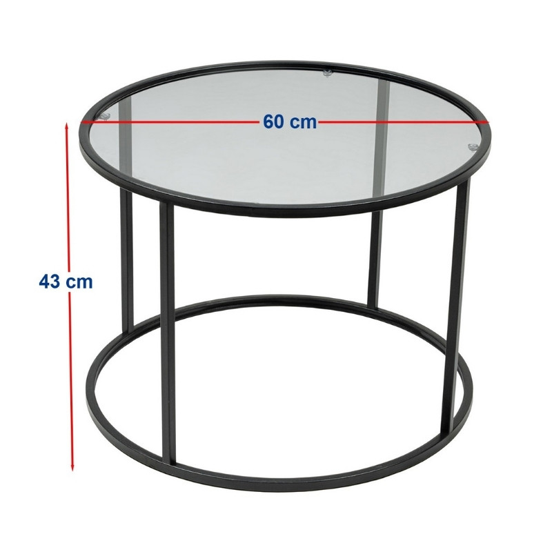 Τραπεζάκι σαλονιού Startis Megapap μέταλλο - γυαλί χρώμα μαύρο Ø60x43εκ.