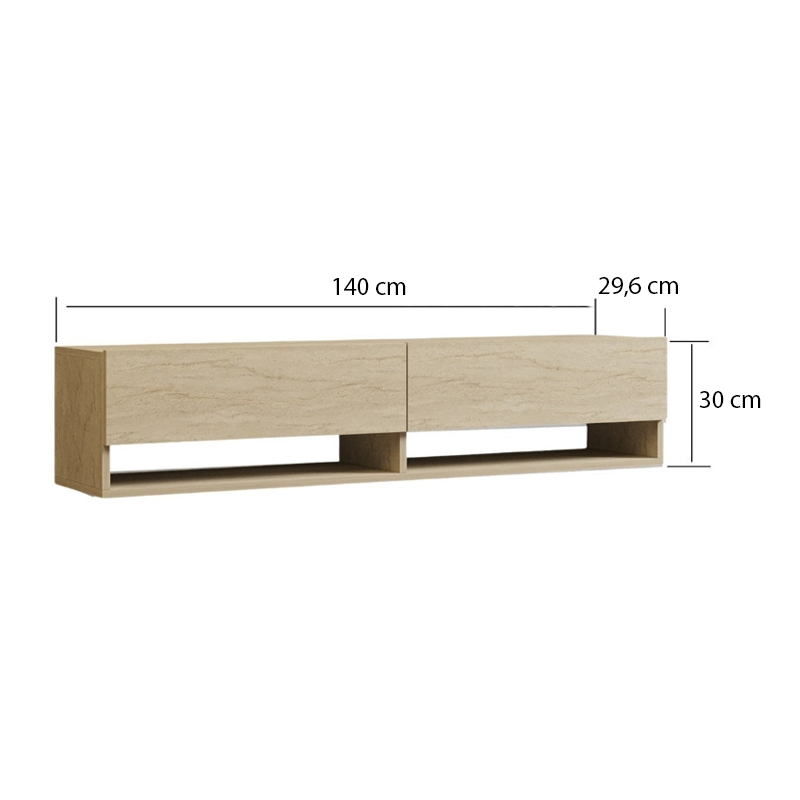 Έπιπλο τηλεόρασης επιτοίχιο Arges Megapap χρώμα travertine 140x29,6x30εκ.