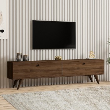 Έπιπλο τηλεόρασης Paris Megapap χρώμα καρυδί 160x25x35εκ.