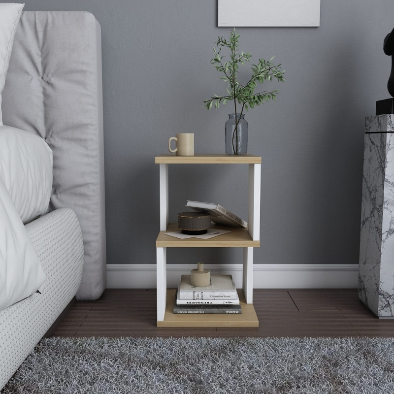 Κομοδίνο Carter Megapap χρώμα φυσικό οξιάς - λευκό 29,6x29,6x49,4εκ.