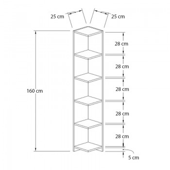 Βιβλιοθήκη γωνιακή Ravella Megapap χρώμα λευκό 25x25x160εκ.