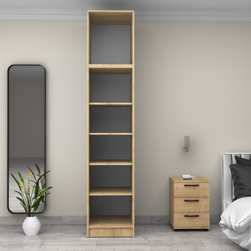 Ντουλάπα ρούχων Victoria Megapap μονόφυλλη με πατάρι χρώμα φυσικό οξιάς 50x60x240εκ.