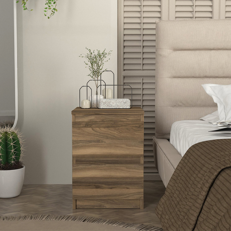 Κομοδίνο Breve Megapap χρώμα καρυδί 39,8x41,8x55εκ.