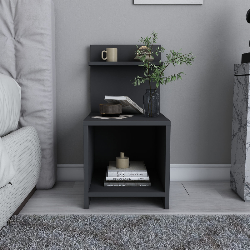 Κομοδίνο Ulman Megapap χρώμα ανθρακί 35x37x72εκ.