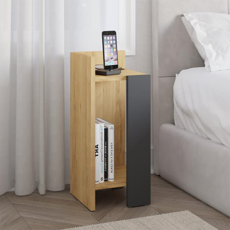 Κομοδίνο Elos Megapap αριστερό χρώμα sapphire oak - ανθρακί 25x27x60εκ.