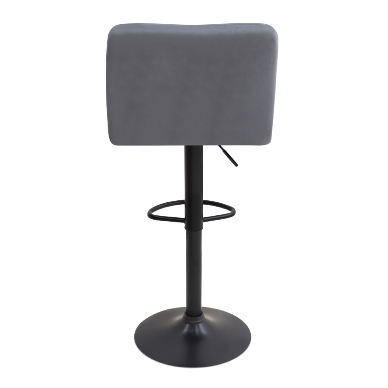 Σκαμπό μπαρ Carmelo Megapap με ρυθμιζόμενο ύψος βελούδο γκρι - βάση μαύρο ματ 45x42x90/113εκ.