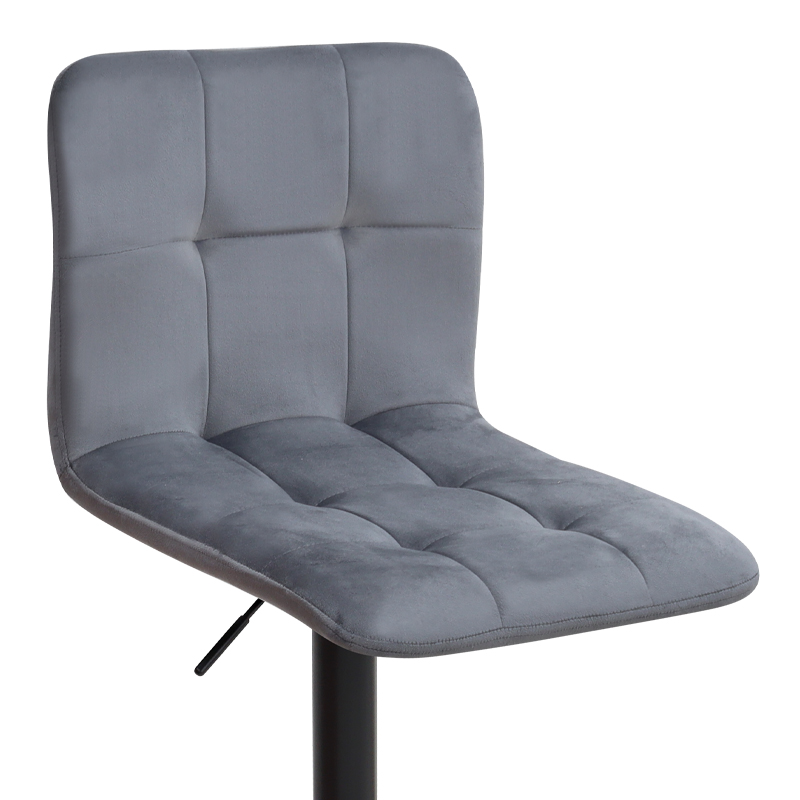 Σκαμπό μπαρ Carmelo Megapap με ρυθμιζόμενο ύψος βελούδο γκρι - βάση μαύρο ματ 45x42x90/113εκ.