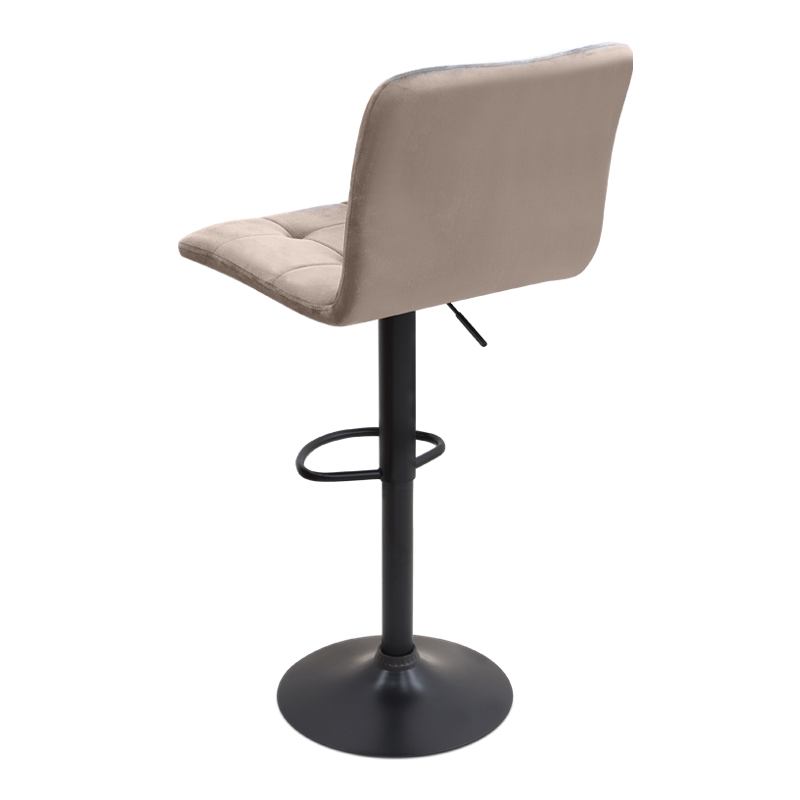 Σκαμπό μπαρ Carmelo Megapap με ρυθμιζόμενο ύψος βελούδο μπεζ - βάση μαύρο ματ 45x42x90/113εκ.