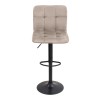 Σκαμπό μπαρ Carmelo Megapap με ρυθμιζόμενο ύψος βελούδο μπεζ - βάση μαύρο ματ 45x42x90/113εκ.