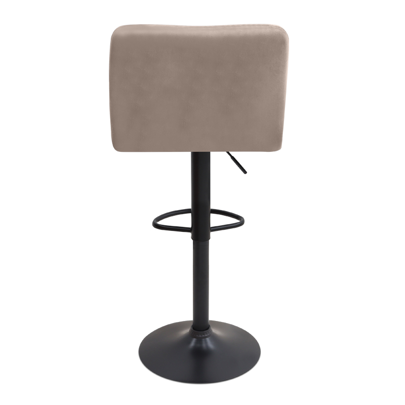 Σκαμπό μπαρ Carmelo Megapap με ρυθμιζόμενο ύψος βελούδο μπεζ - βάση μαύρο ματ 45x42x90/113εκ.