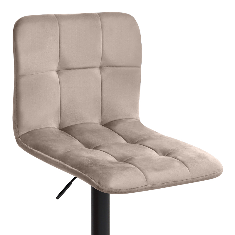 Σκαμπό μπαρ Carmelo Megapap με ρυθμιζόμενο ύψος βελούδο μπεζ - βάση μαύρο ματ 45x42x90/113εκ.