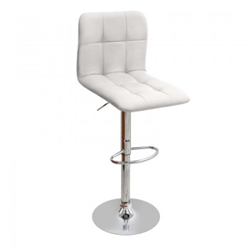 Σκαμπό μπαρ Carmelo Megapap με ρυθμιζόμενο ύψος PU λευκό - βάση χρωμίου 45x42x90/113εκ.