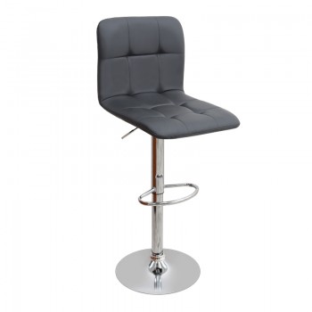 Σκαμπό μπαρ Carmelo Megapap με ρυθμιζόμενο ύψος PU μαύρο - βάση χρωμίου 45x42x90/113εκ.