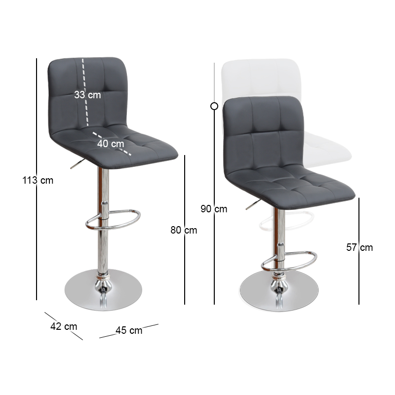 Σκαμπό μπαρ Carmelo Megapap με ρυθμιζόμενο ύψος PU μαύρο - βάση χρωμίου 45x42x90/113εκ.