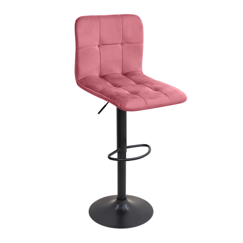 Σκαμπό μπαρ Carmelo Megapap με ρυθμιζόμενο ύψος βελούδο σάπιο μήλο - βάση μαύρο ματ 45x42x90/113εκ.