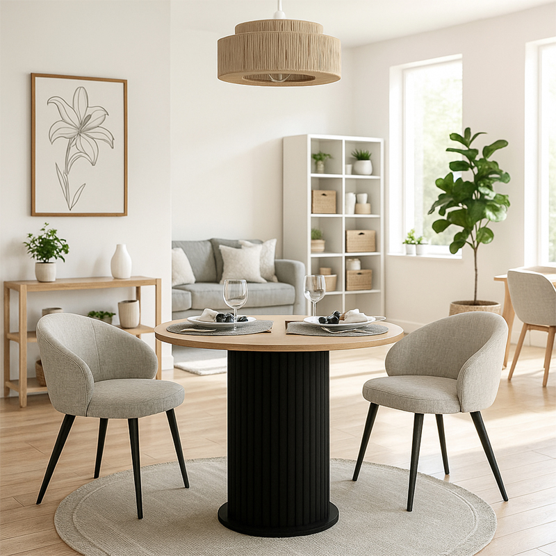 Τραπέζι Bohema Megapap χρώμα μαύρο - sepet oak Ø90x77,7εκ.