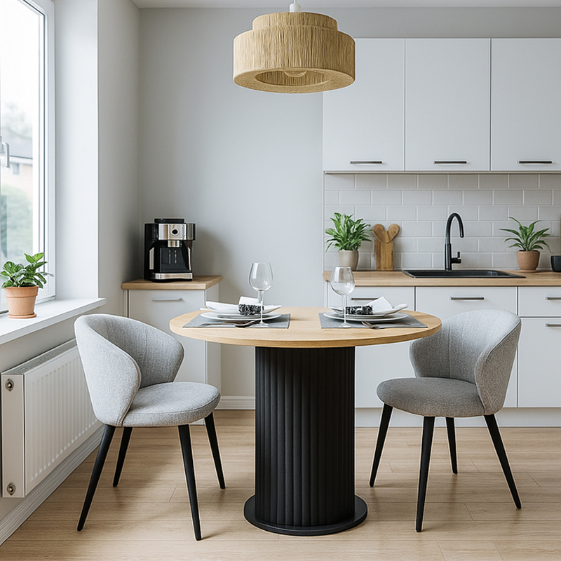 Τραπέζι Bohema Megapap χρώμα μαύρο - sepet oak Ø90x77,7εκ.