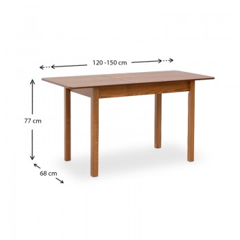 Τραπέζι Bergen Megapap μασίφ ξύλο-MDF επεκτεινόμενο χρώμα καρυδί 120/150x68x77εκ.