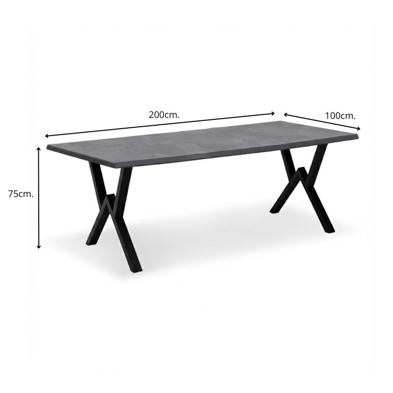 Τραπέζι Walter Megapap Mdf - μεταλλικό χρώμα σκούρο γκρι σκυροδέματος 200x100x75εκ.