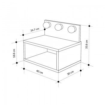 Κομοδίνο επιτοίχιο Treo Megapap με LED χρώμα λευκό 40x30x33,8εκ.