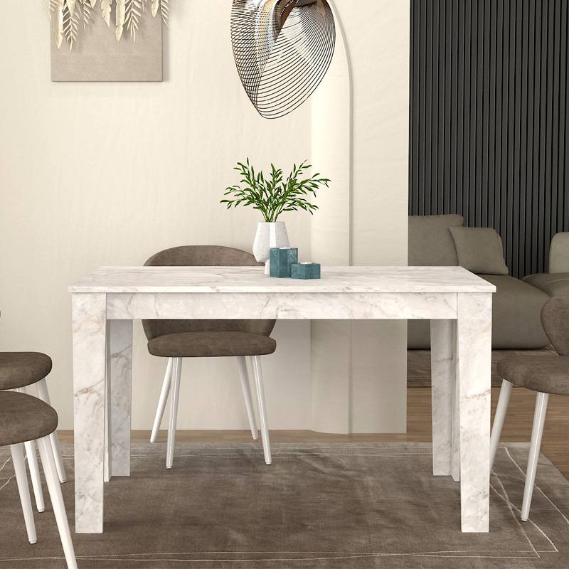 Τραπέζι Darlen Megapap χρώμα λευκό εφέ μαρμάρου 125x72x74εκ.