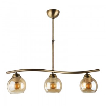 Φωτιστικό οροφής Larissa Megapap E27 μεταλλικό τρίφωτο χρώμα μπρονζέ 65x13x60εκ.