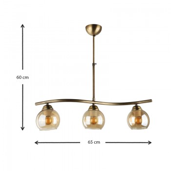 Φωτιστικό οροφής Larissa Megapap E27 μεταλλικό τρίφωτο χρώμα μπρονζέ 65x13x60εκ.