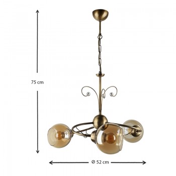 Φωτιστικό οροφής Zara Megapap E27 μεταλλικό τρίφωτο χρώμα μπρονζέ Φ52x75εκ.