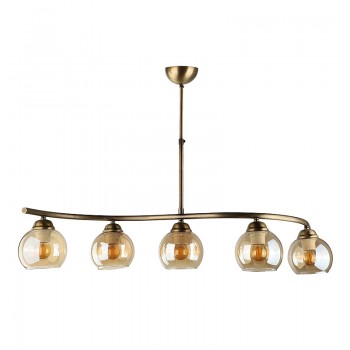 Φωτιστικό οροφής Larissa Megapap E27 μεταλλικό πεντάφωτο χρώμα μπρονζέ 90x25x60εκ.