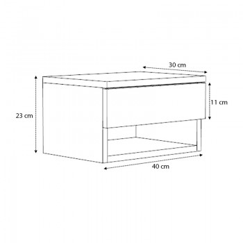 Κομοδίνο επιτοίχιο Mary Megapap χρώμα γκρι σκυροδέματος 40x30x23εκ.