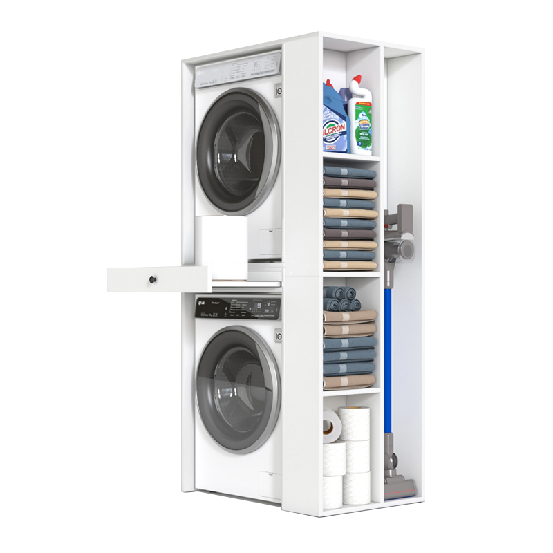 Έπιπλο πλυντηρίου - στεγνωτηρίου Bace Megapap χρώμα λευκό 90x60x187εκ.