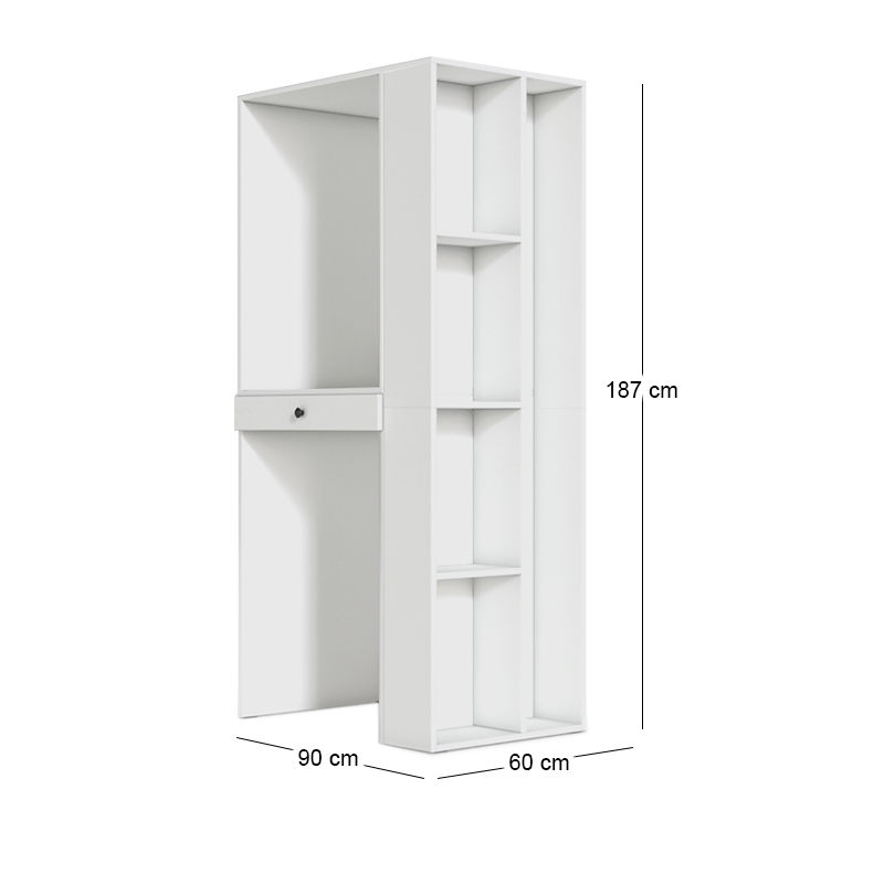 Έπιπλο πλυντηρίου - στεγνωτηρίου Bace Megapap χρώμα λευκό 90x60x187εκ.