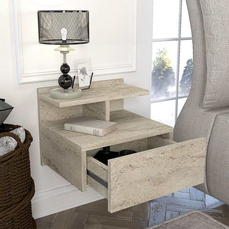 Κομοδίνο επιτοίχιο Mislina Megapap χρώμα travertine 40x33,2x32εκ.