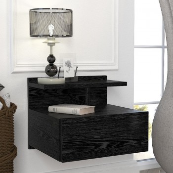 Κομοδίνο επιτοίχιο Mislina Megapap χρώμα sencron black 40x33,2x32εκ.