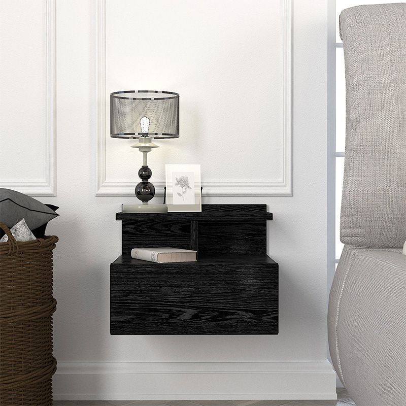 Κομοδίνο επιτοίχιο Mislina Megapap χρώμα sencron black 40x33,2x32εκ.