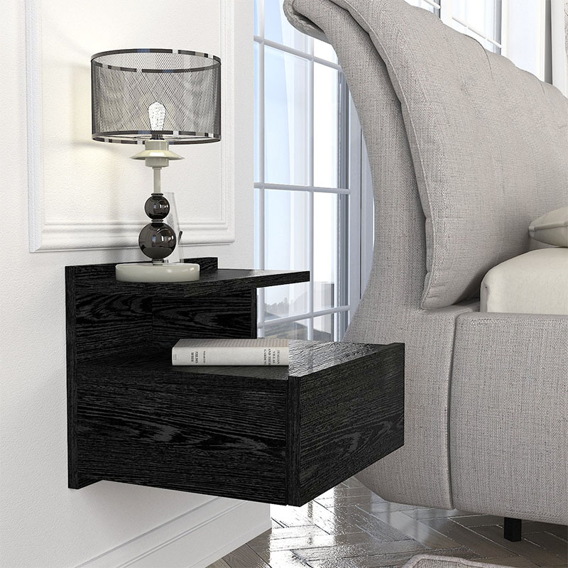 Κομοδίνο επιτοίχιο Mislina Megapap χρώμα sencron black 40x33,2x32εκ.